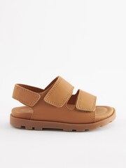 Tan Brown Cushioned Double Touch Fastening Strap Sandals - Image 2 of 6
