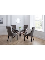 Julian Bowen Clear Chelsea Large Round Glass 6 Seater Dining Table - Image 1 of 4