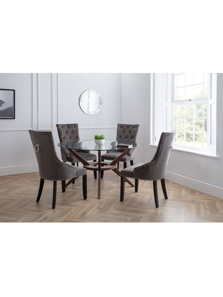 Julian Bowen Clear Chelsea Large Round Glass 6 Seater Dining Table - Image 1 of 4