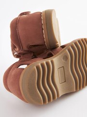 Rust Brown Leather Touch Fastening Closed Toe Sandals - Image 4 of 7