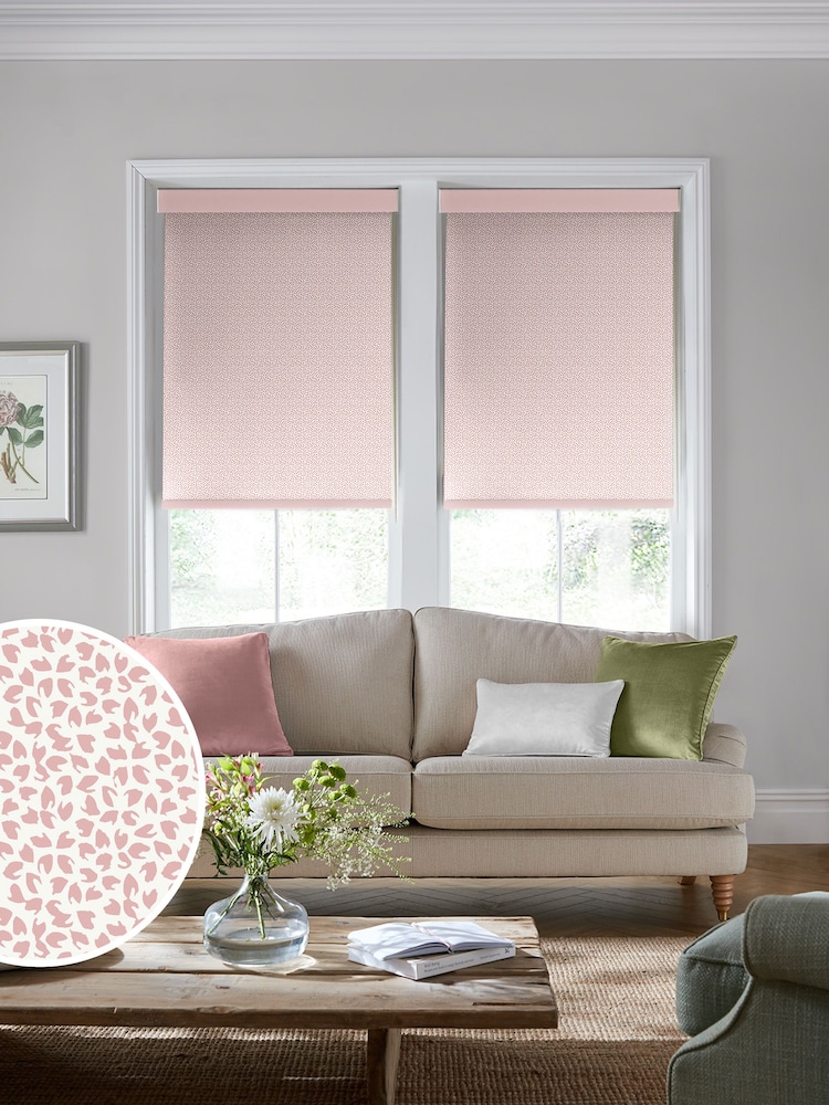 Laura Ashley Off White Blush Pink Sycamore Made To Measure Roller Blind - Image 1 of 6