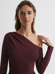 Reiss Burgundy Lissy Knitted Bodycon Midi Dress - Image 4 of 6