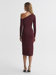 Reiss Burgundy Lissy Knitted Bodycon Midi Dress - Image 5 of 6
