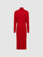 Reiss Red Fallon Wool Blend Roll Neck Dress - Image 2 of 5