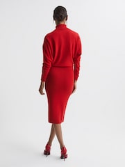 Reiss Red Fallon Wool Blend Roll Neck Dress - Image 5 of 5