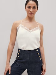 Ecru Cream Lace Trim Cami Top - Image 1 of 4