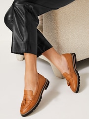 Camel Forever Comfort® Leather Tassel Chunky Loafer Shoes - Image 1 of 6