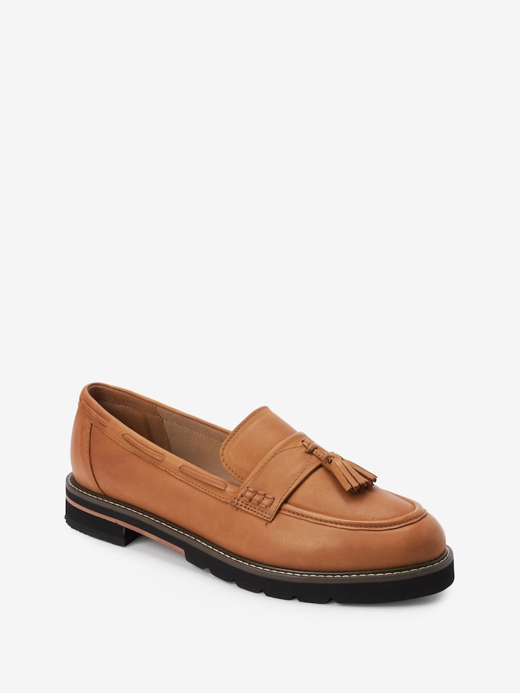 Camel Forever Comfort® Leather Tassel Chunky Loafer Shoes - Image 4 of 6