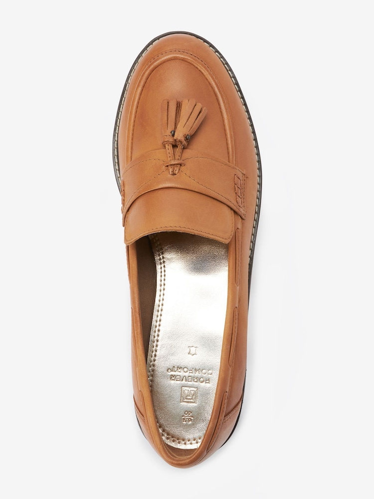 Camel Forever Comfort® Leather Tassel Chunky Loafer Shoes - Image 5 of 6