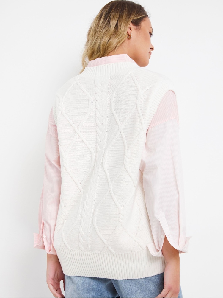 JD Williams Cream Collar Stich Detail Tank - Image 2 of 4