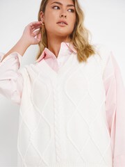 JD Williams Cream Collar Stich Detail Tank - Image 4 of 4