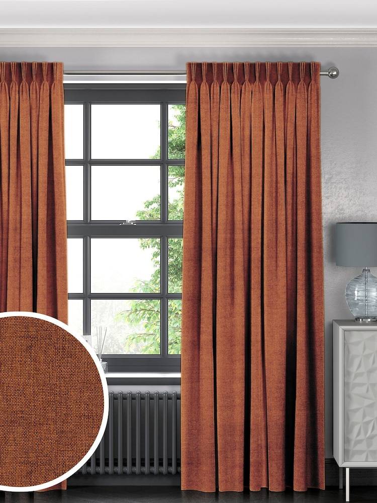 Terracotta Brown Paso Made To Measure Curtains - Image 1 of 9
