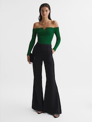 Reiss Green Ingrid Sweetheart Neckline Ribbed Top - Image 3 of 6