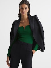 Reiss Green Ingrid Sweetheart Neckline Ribbed Top - Image 6 of 6