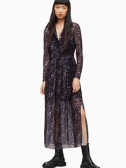 AllSaints Grey Kelda Celia Dress - Image 3 of 7