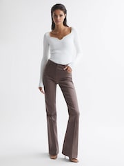 Reiss Cream Emine Ribbed Sweetheart Jumper - Image 1 of 7