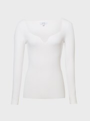 Reiss Cream Emine Ribbed Sweetheart Jumper - Image 2 of 7