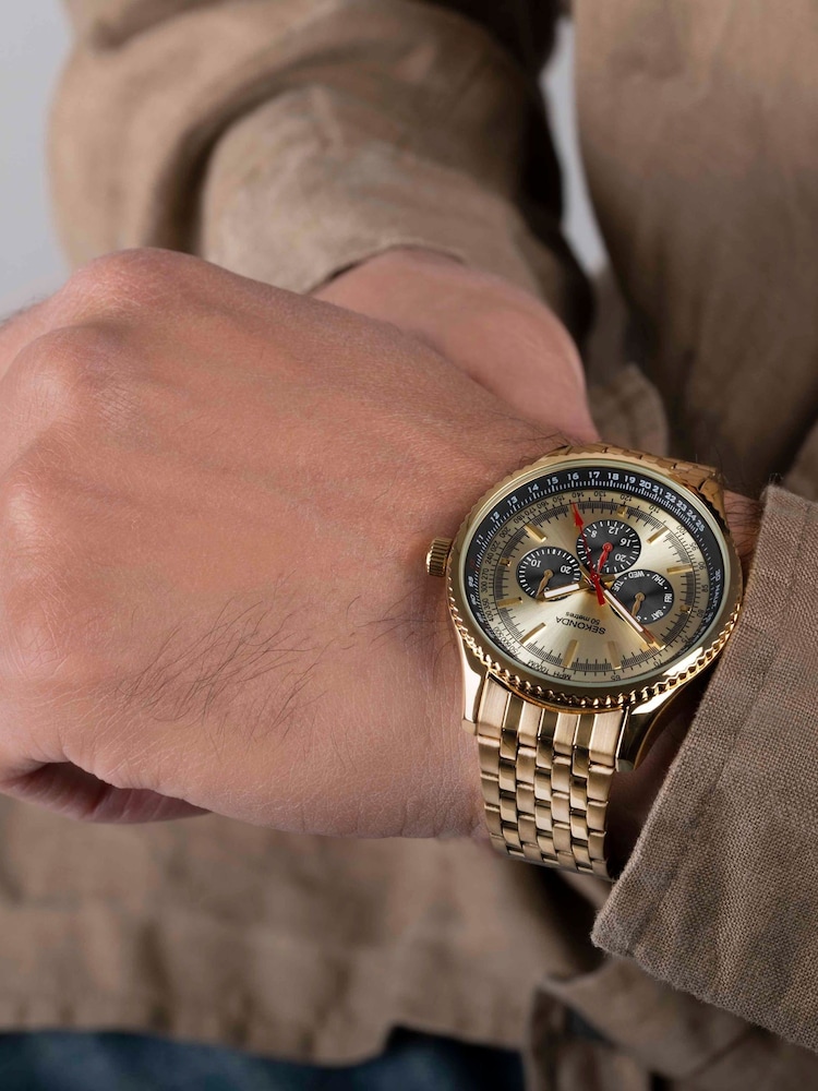 Sekonda Mens Gold Tone Stainless Steel Bracelet Watch - Image 4 of 4 Sekonda Mens Gold Tone Stainless Steel Bracelet Watch - Image 4 of 4