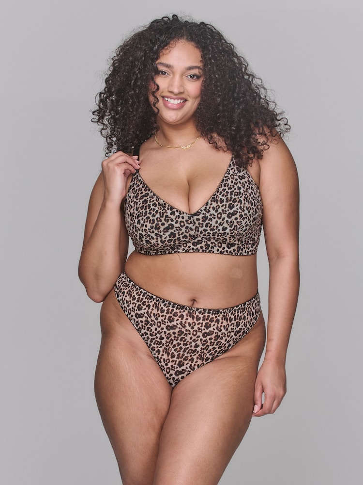 Lemonade Dolls Animal Leopard Print Mesh Full Cup Bralette - Image 1 of 4