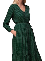 Whistles Green Diagonal Twist Midi Dress - Image 3 of 4