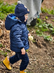 JoJo Maman Bébé Navy Blue Character Puffer Jacket - Image 3 of 7