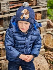 JoJo Maman Bébé Navy Blue Character Puffer Jacket - Image 4 of 7