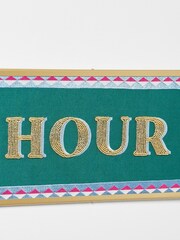 Oliver Bonas Green Happy Hour Beaded Cotton Wall Art - Image 4 of 4