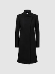 Reiss Black Mia Petite Wool Blend Mid-Length Coat - Image 2 of 7
