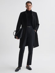 Reiss Black Mia Petite Wool Blend Mid-Length Coat - Image 3 of 7