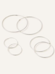 Accessorize Sterling Silver Plain Hoop Earring Set - Image 3 of 4