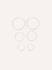 Accessorize Sterling Silver Plain Hoop Earring Set - Image 4 of 4