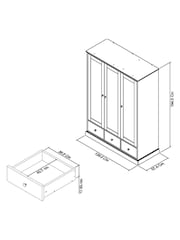 Bentley Designs Cotton Grey Ashby Triple, 3 drawers Wardrobe - Image 2 of 2