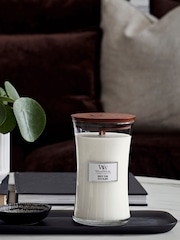 Woodwick White Large Hourglass Teak Candle - Image 1 of 2