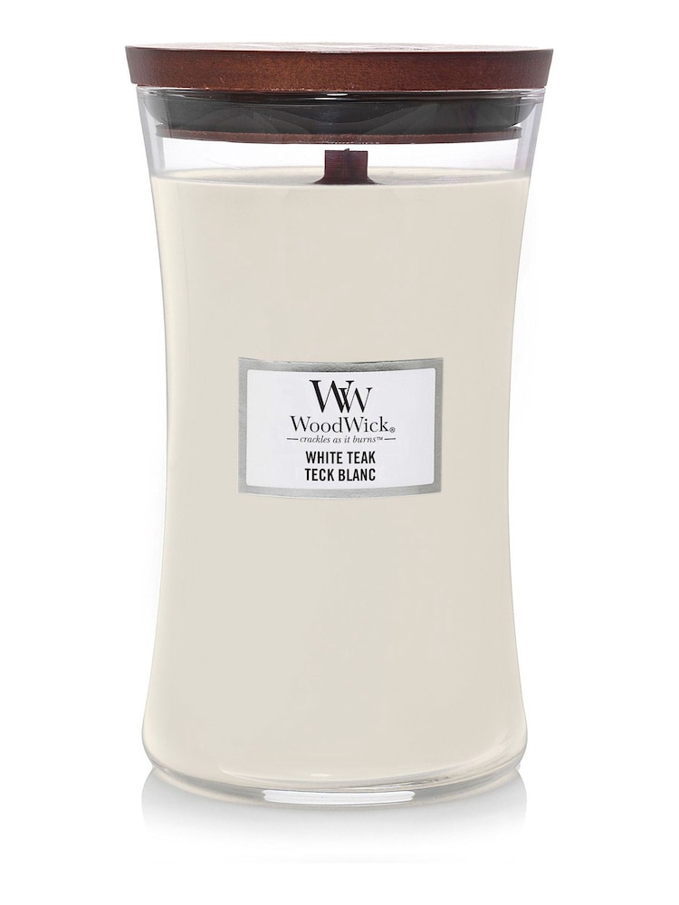 Woodwick White Large Hourglass Teak Candle - Image 2 of 2