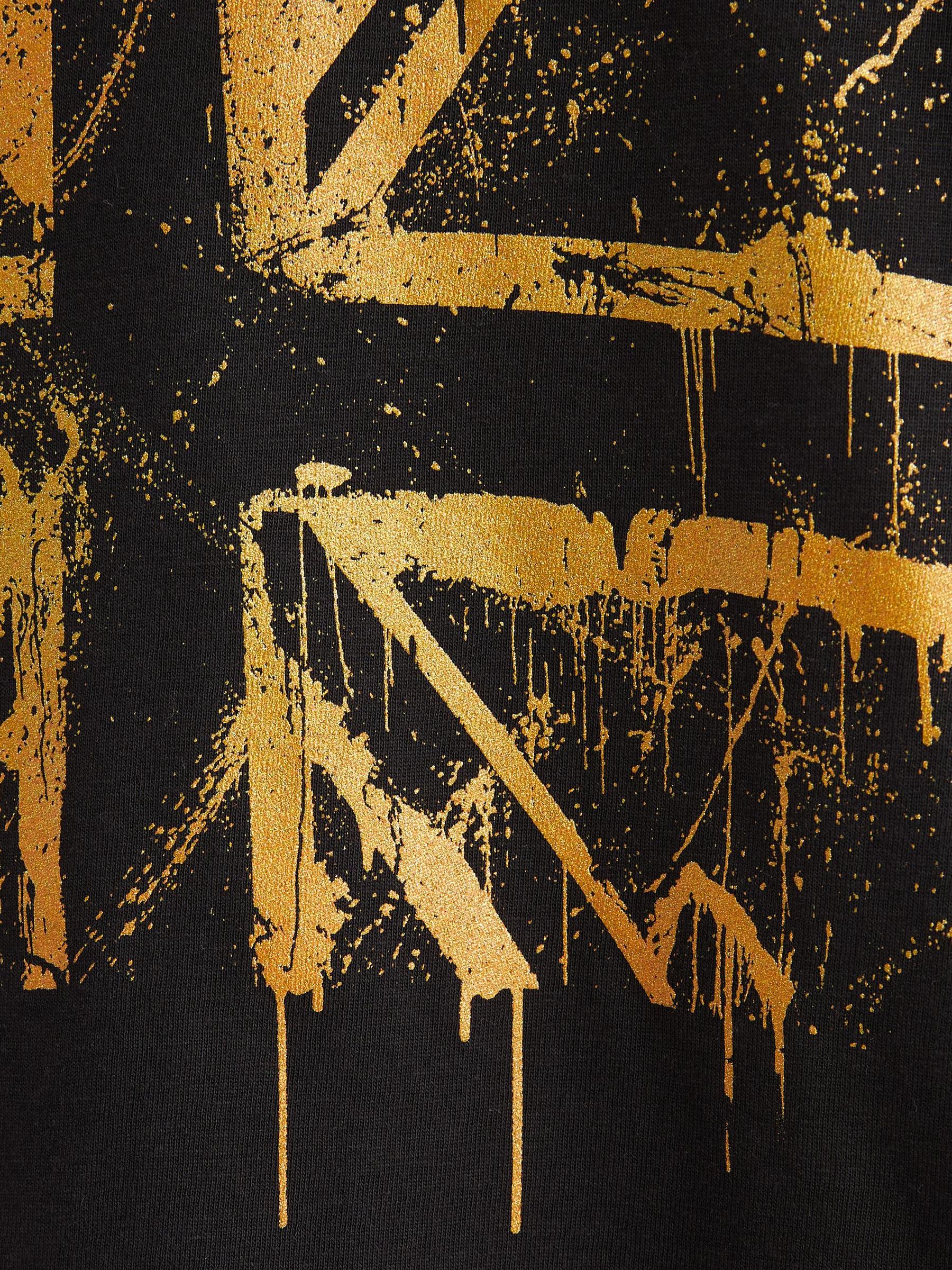 Buy Black/Gold Union Jack Flag Short Sleeve T-Shirt (4-15yrs