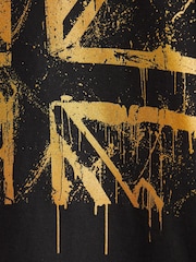 Black/Gold Union Jack Flag Short Sleeve T-Shirt (4-15yrs) - Image 3 of 3