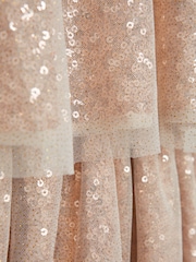 Reiss Gold Mika Senior Sequin Sheer Tutu Dress - Image 6 of 6
