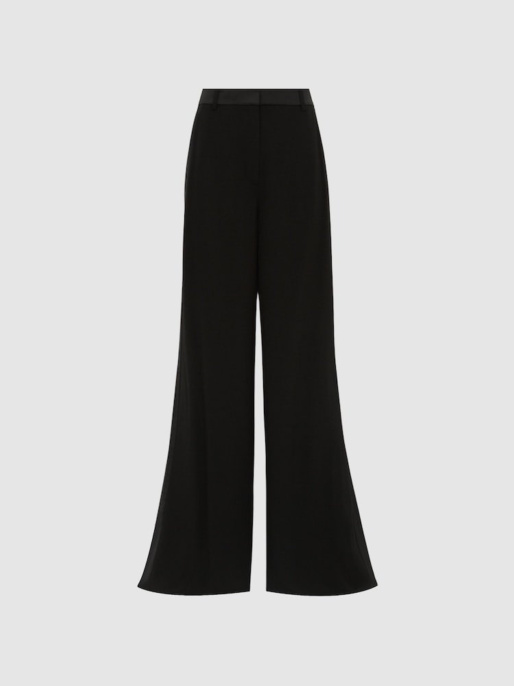 Reiss Black Sienna Extreme Split Wide Leg Trousers - Image 2 of 6