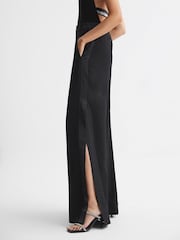 Reiss Black Sienna Extreme Split Wide Leg Trousers - Image 3 of 6