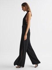 Reiss Black Sienna Extreme Split Wide Leg Trousers - Image 6 of 6