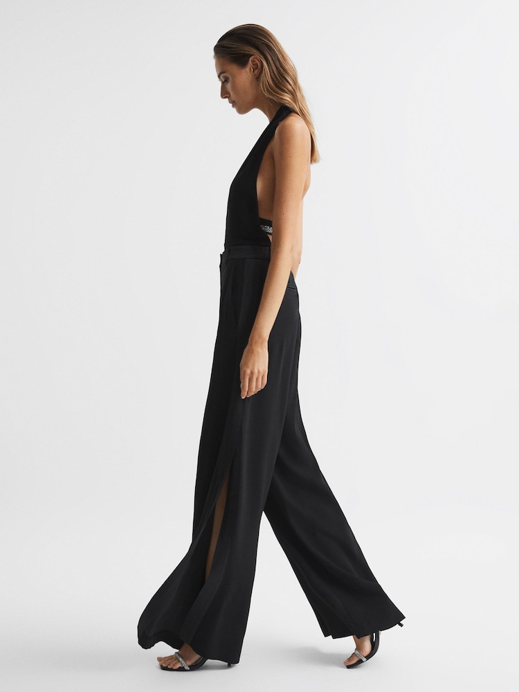 Reiss Black Sienna Extreme Split Wide Leg Trousers - Image 6 of 6
