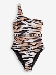 Myleene Klass Tiger One Shoulder Belted Swimsuit - Image 7 of 7