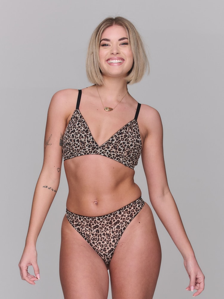 Lemonade Dolls Leopard Print Mesh Thong - Imagen 1 de 4