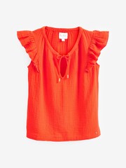 Red Cotton Crinkle Frill Top - Image 6 of 6