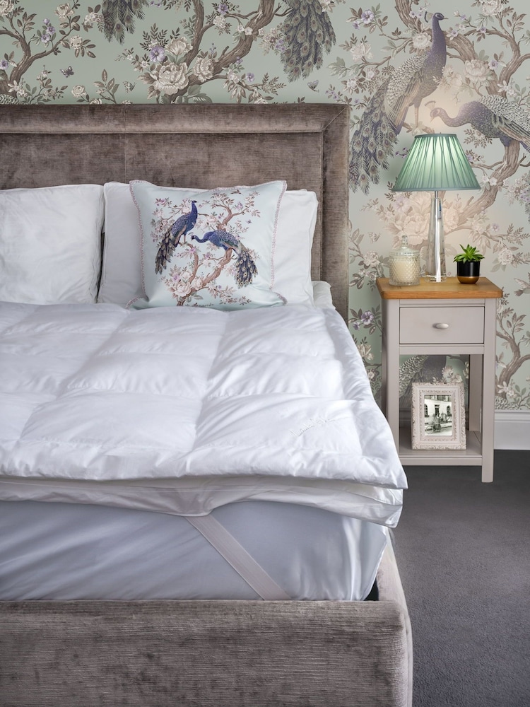 Laura Ashley White Luxury 100% Cotton Mattress Topper - Image 1 of 3