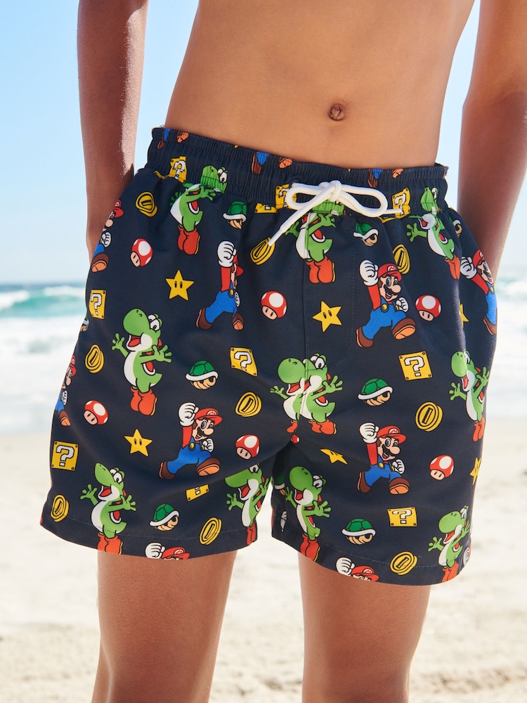 Black Mario Swim Shorts (3-16yrs) - Image 1 of 5