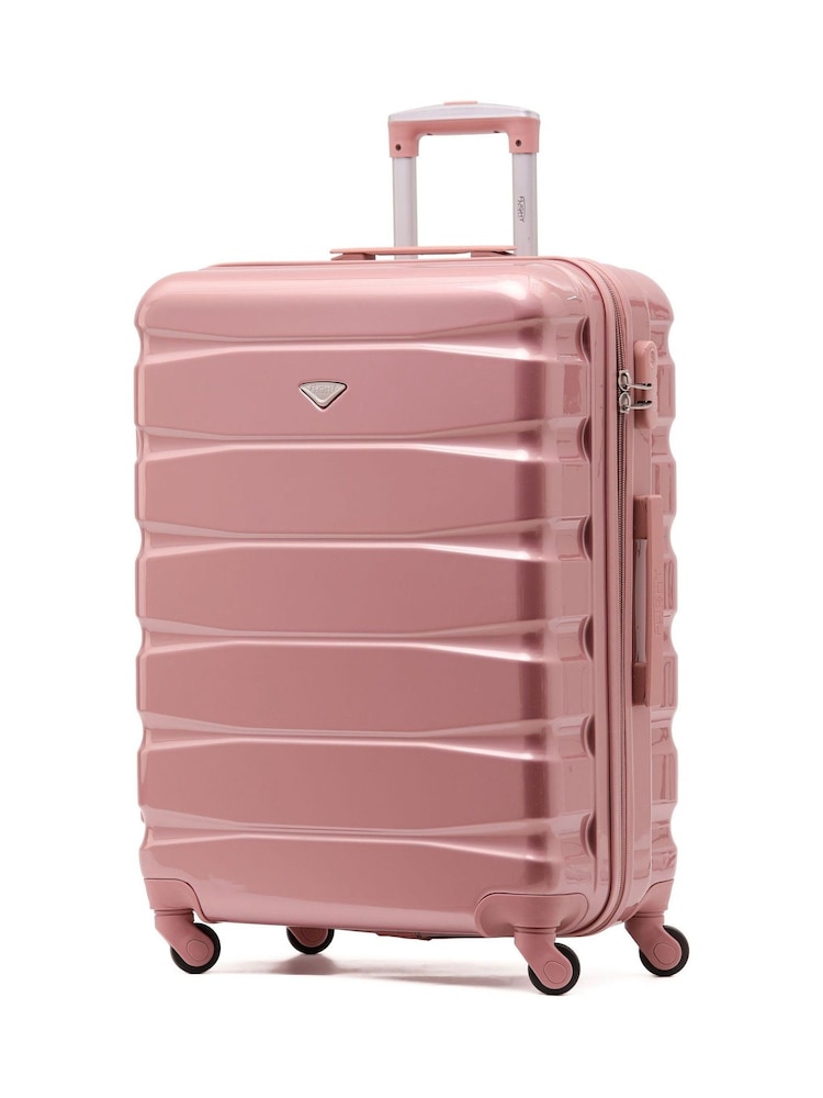Flight Knight Rose Gold Gloss Medium Hardcase Lightweight Check In Suitcase With 4 Wheels - Image 2 of 8