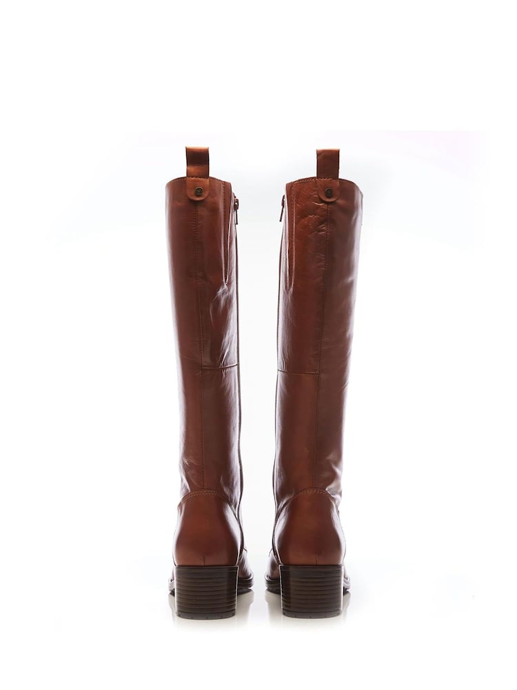 Naturalny - Moda In Pelle Hailey Lace-Up Knee High Leather Boots - Image 5 of 6