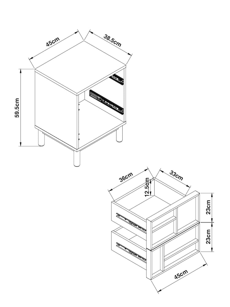 Cream Finsbury 2 Drawer Bedside Table - Image 10 of 10