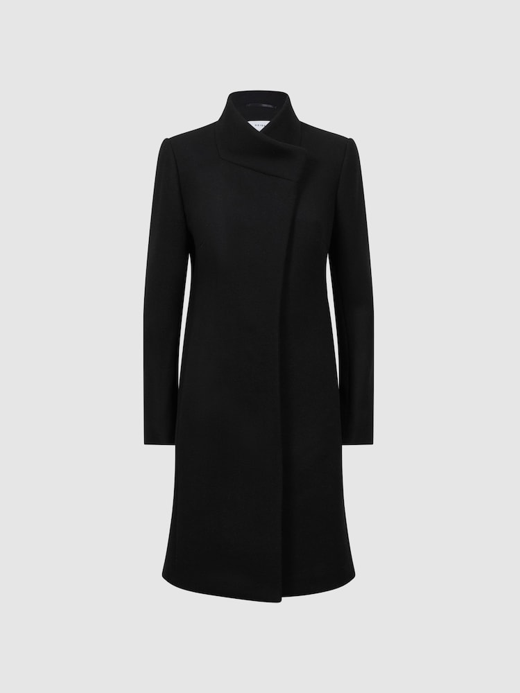 Reiss Black Mia Wool Blend Mid-Length Coat - Image 2 of 8